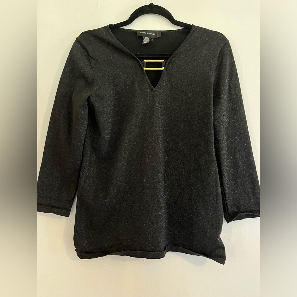 Cable & Gauge Black Sparkly Blouse Size Medium